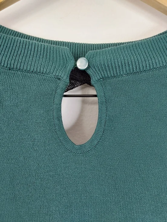 Torrid Green Pullover Lace Keyhole Cutout Knit Sweater - Picture 7 of 7